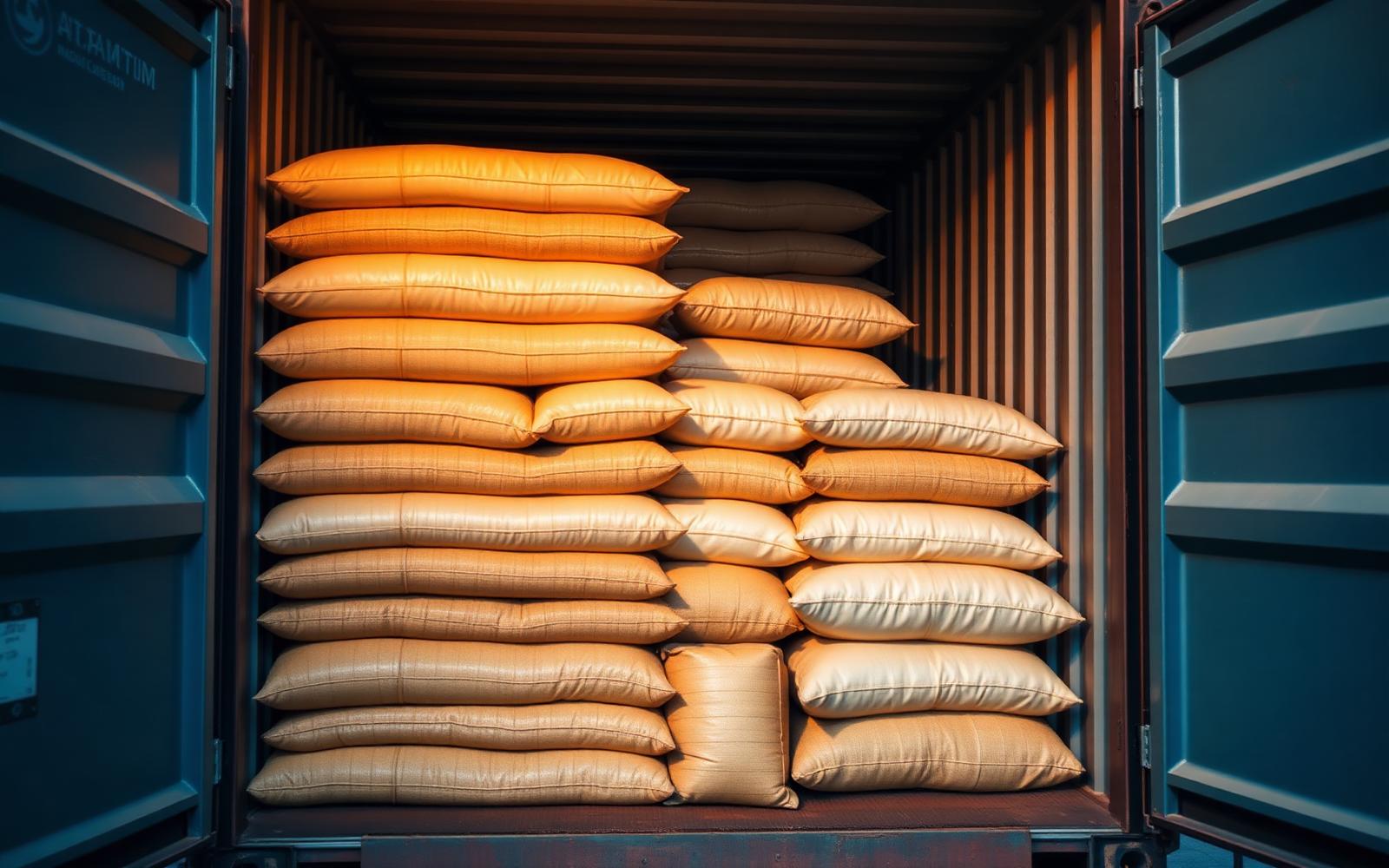 Container loading of packaged spice bags